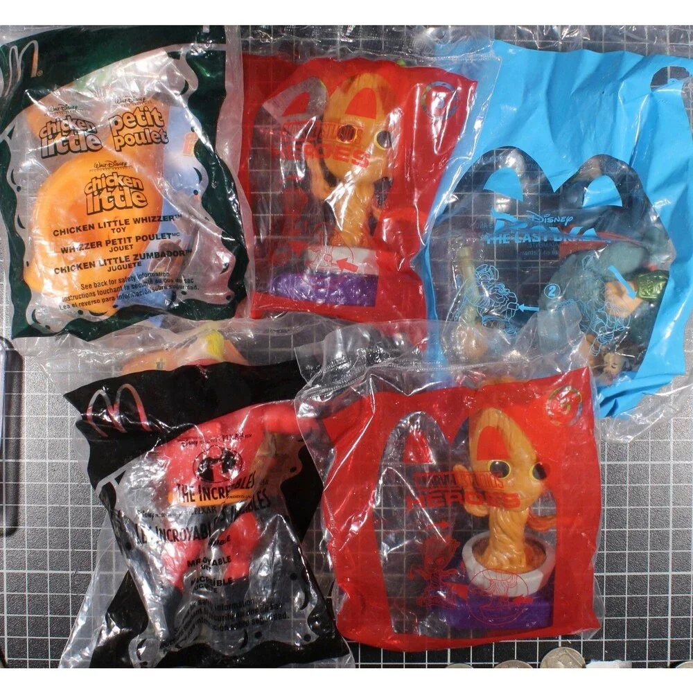Disney McDonalds Happy Meal Toy Lot 5 Marvel Groot Incredibles Raya Chicken